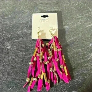 Mia Collection Red Tassel Gold Tone Dangle Hook Earrings Women Fashion Style-new